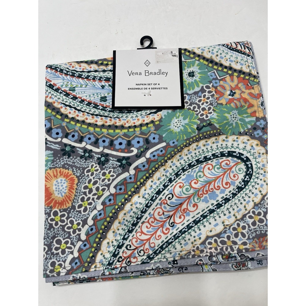 Vera Bradley Cloth Dinner Napkins New Set Of 4 Floral Paisley Colorful Cotton